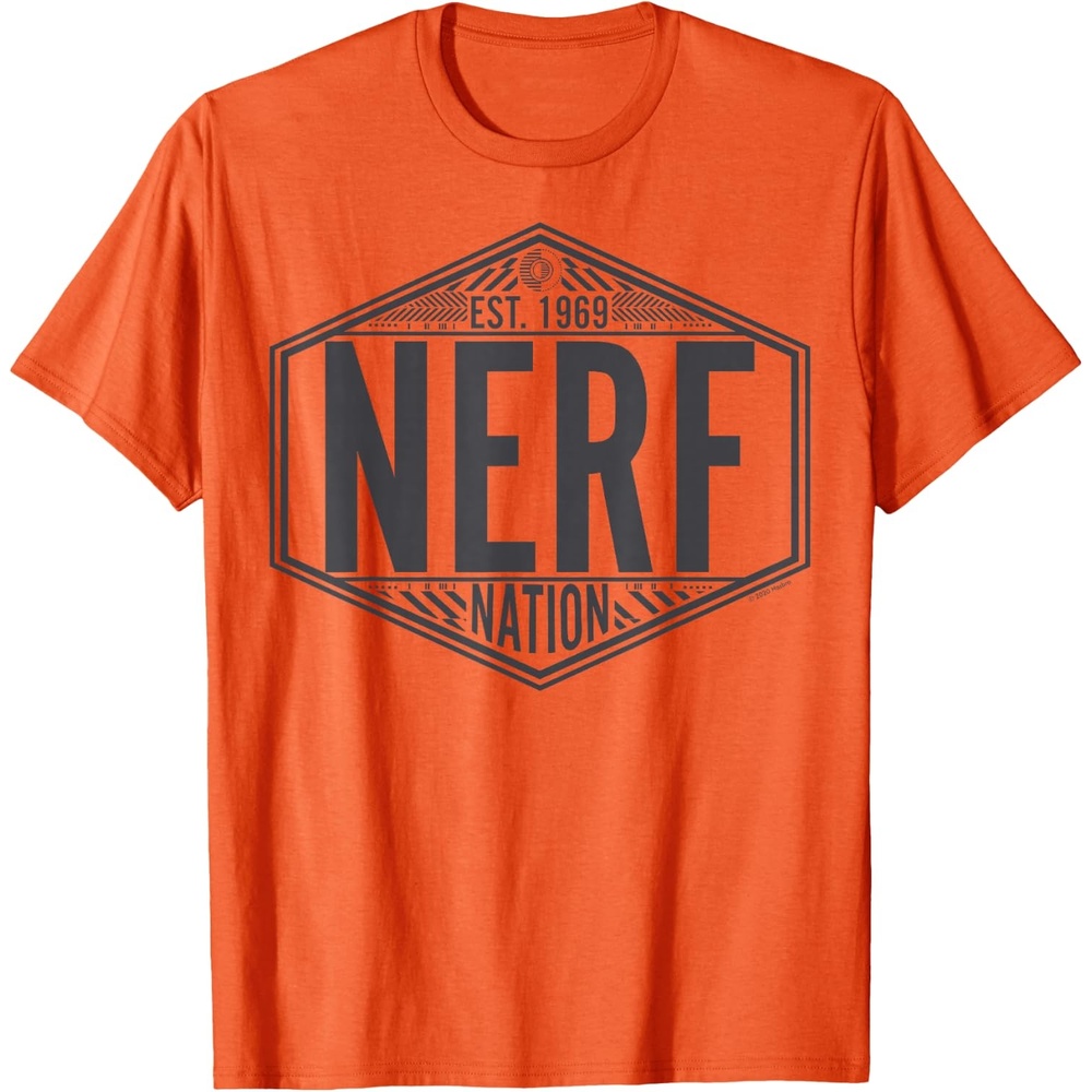 image:imageNerf Nation Est 1969 Neon Badge Logo V2 TShirtOrange