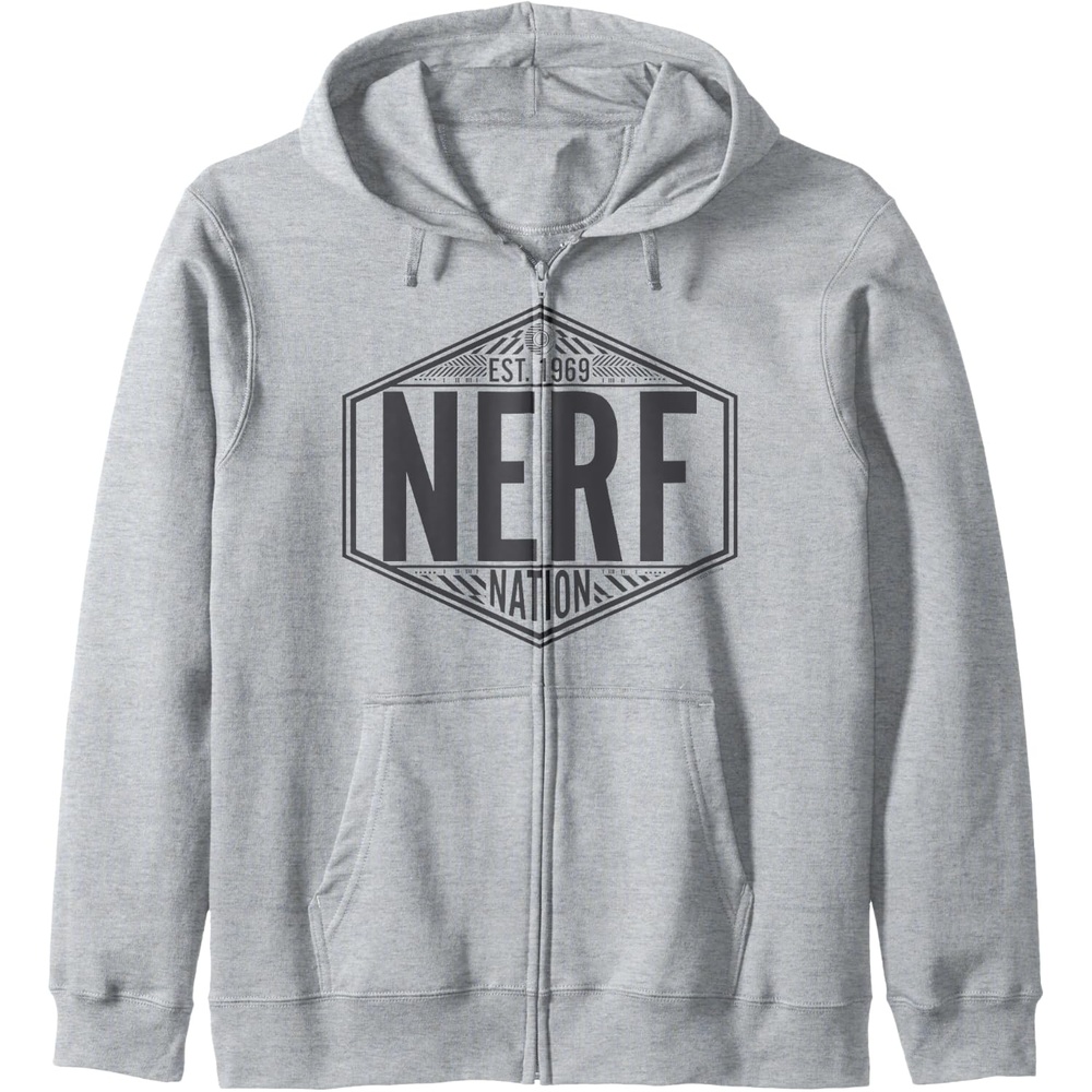 image:imageNerf Nation Est 1969 Neon Badge Logo V2 Zip HoodieHeather Grey