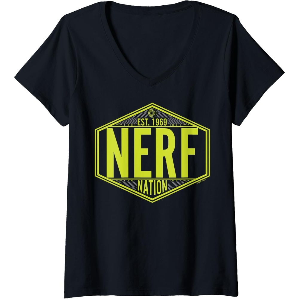 image:imageNerf Nation Est 1969 Neon Badge Logo VNeck TShirtBlack