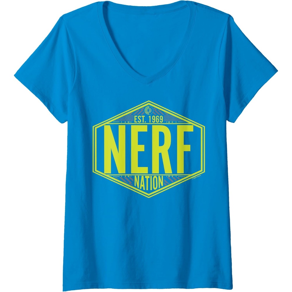 image:imageNerf Nation Est 1969 Neon Badge Logo VNeck TShirtSapphire Blue
