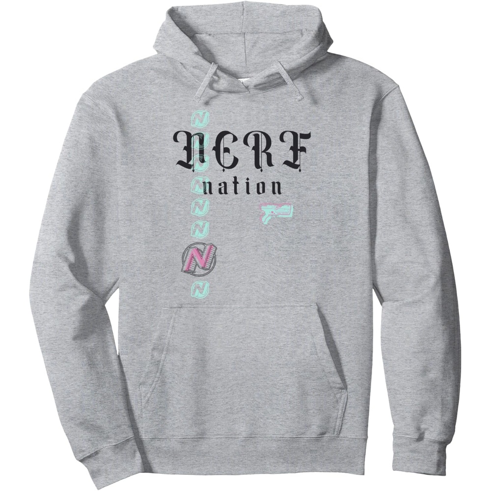 image:imageNerf Nation Logo Stack Blaster Pullover HoodieHeather Grey