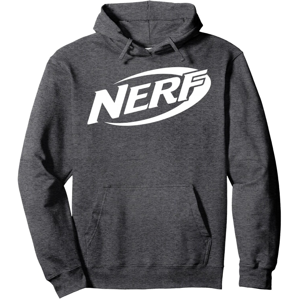 image:imageNerf Simple White Retro Logo Pullover HoodieDark Heather Grey