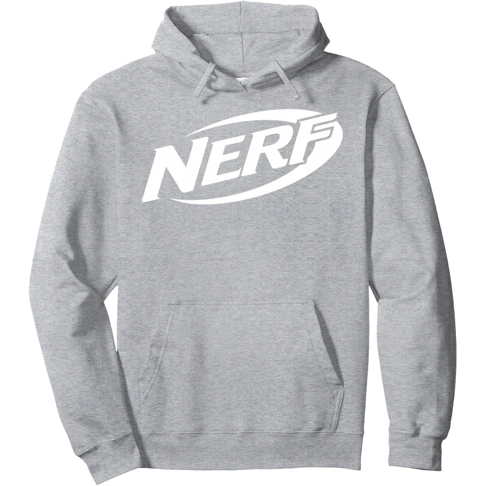 image:imageNerf Simple White Retro Logo Pullover HoodieHeather Grey