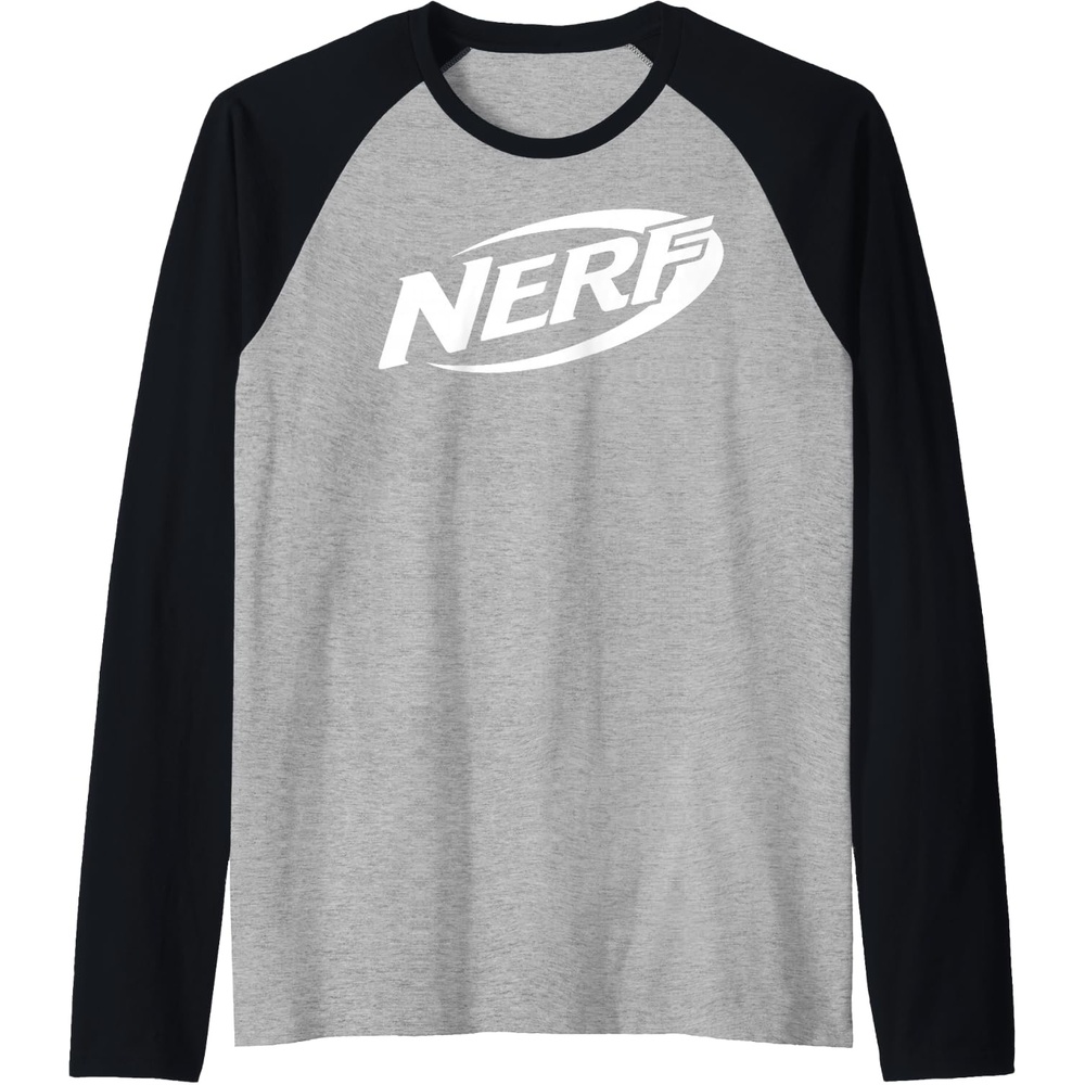 image:imageNerf Simple White Retro Logo Raglan Baseball TeeBlackAthletic Heather