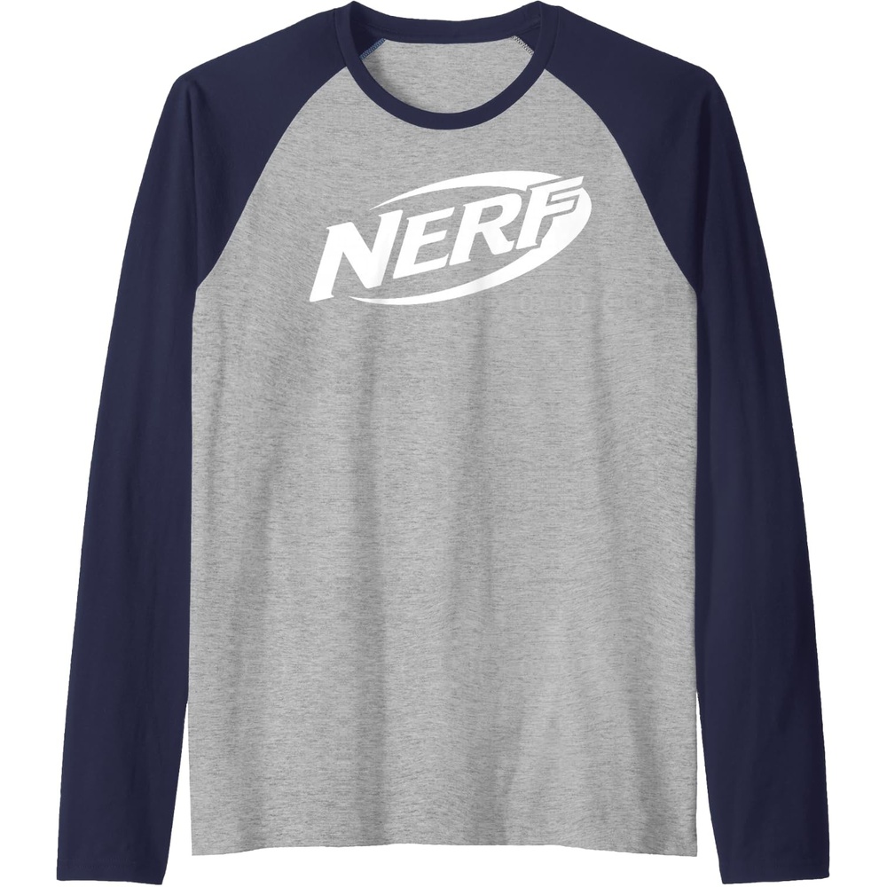 image:imageNerf Simple White Retro Logo Raglan Baseball TeeNavy BlueAthletic Heather