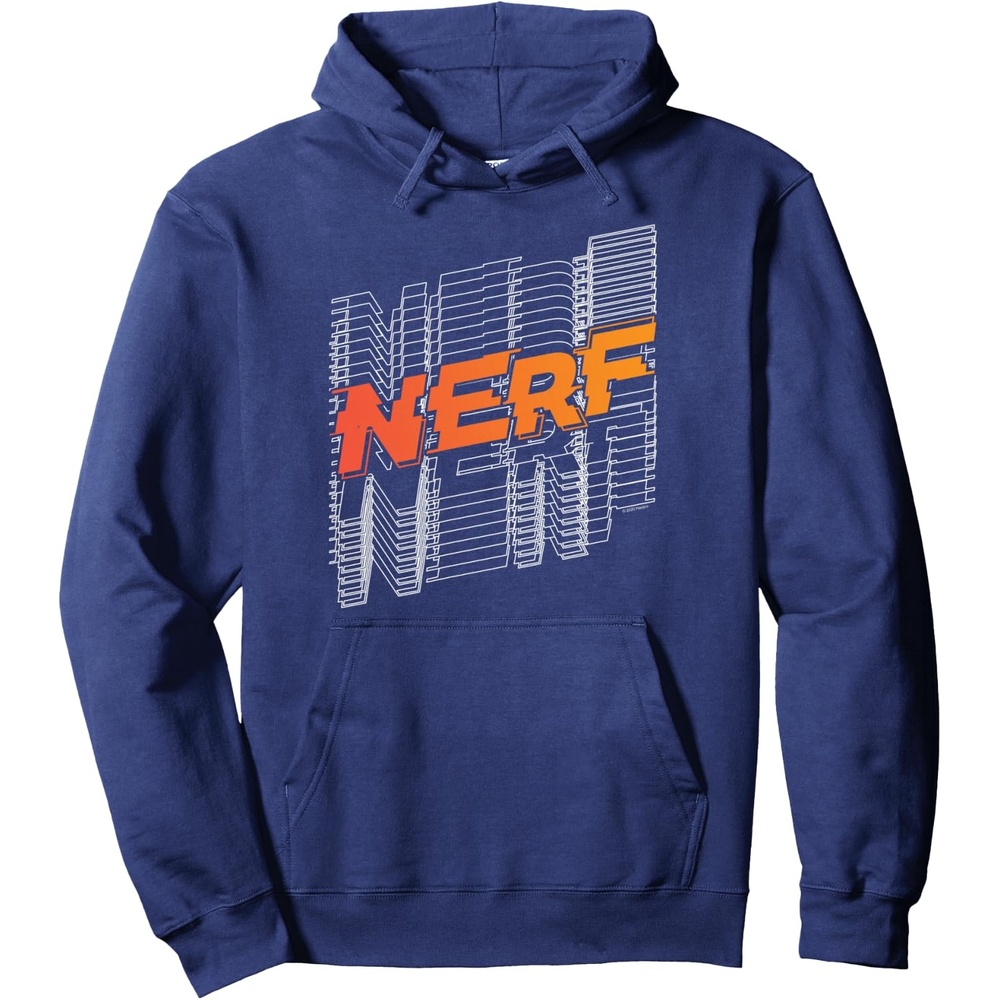 image:imageNerf Stacked Silhouette Retro Nerf Action Logo Pullover HoodieNavy Blue