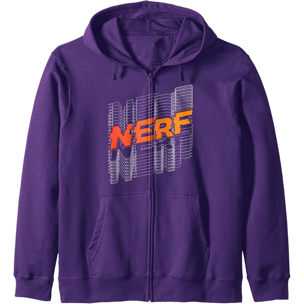 image:imageNerf Stacked Silhouette Retro Nerf Action Logo Zip HoodiePurple