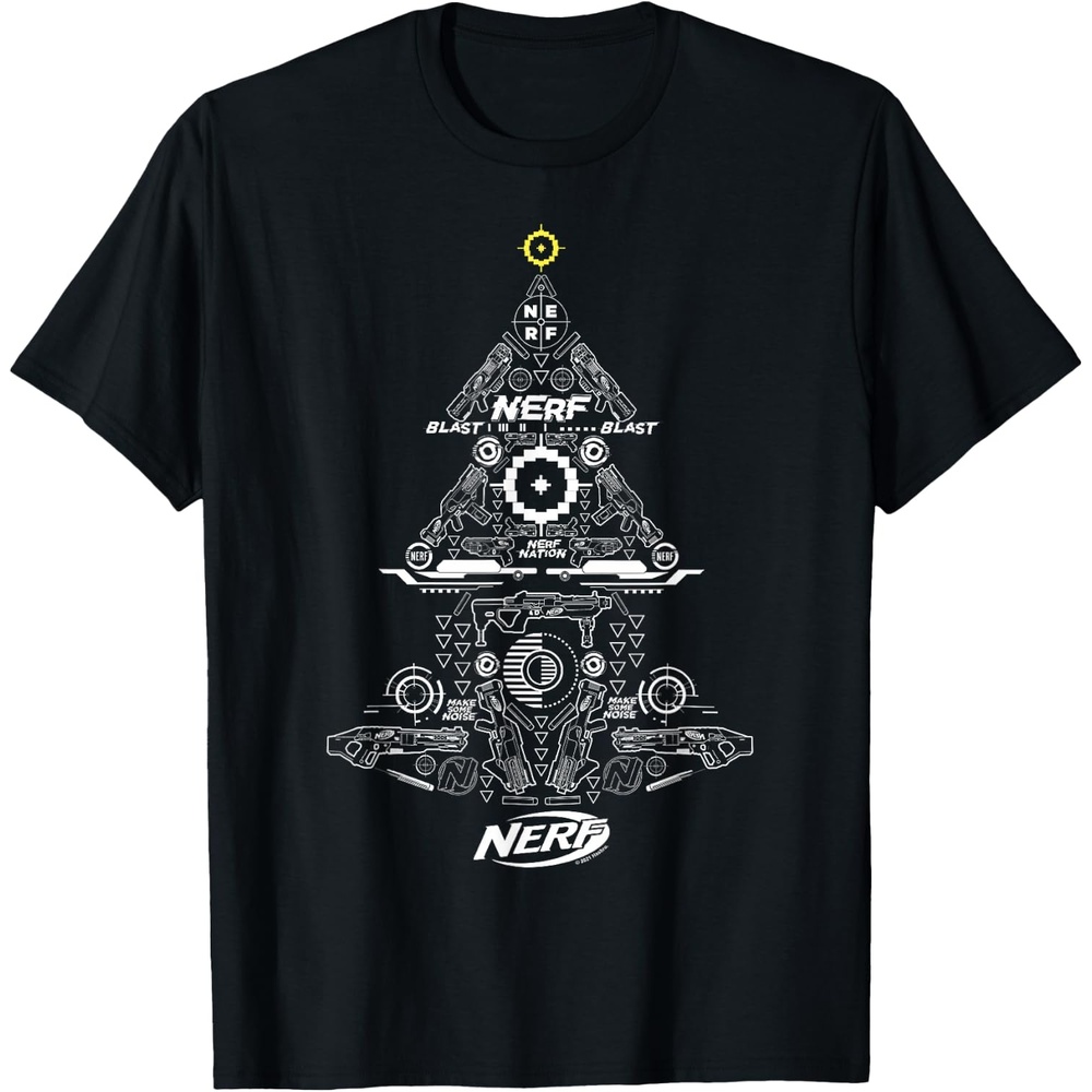 image:imageNerf UnisexAdults Kids TShirt Christmas Tree Icon Collage Black Small Classic Fit Short Sleeve Crew Neck TShirtBlack