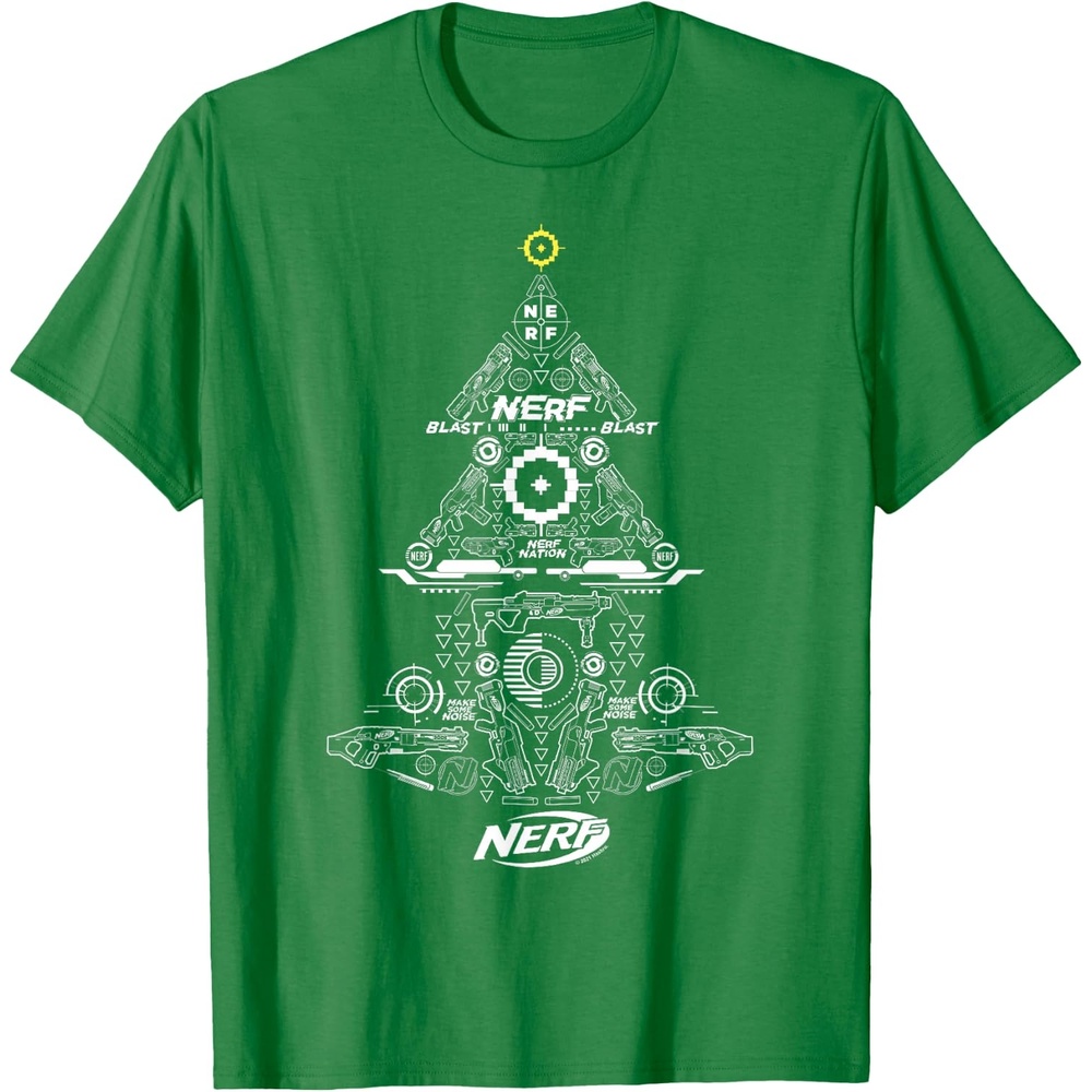 image:imageNerf UnisexAdults Kids TShirt Christmas Tree Icon Collage Black Small Classic Fit Short Sleeve Crew Neck TShirtKelly Green