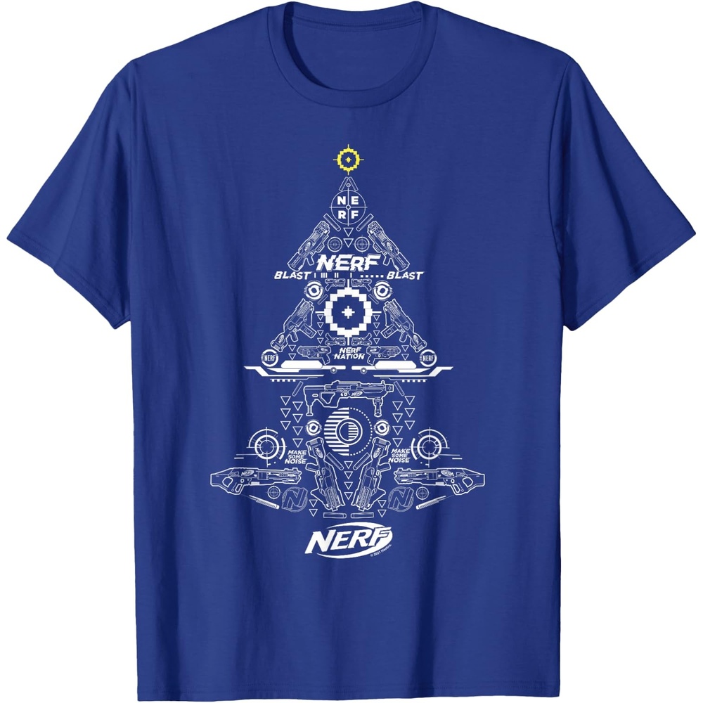 image:imageNerf UnisexAdults Kids TShirt Christmas Tree Icon Collage Black Small Classic Fit Short Sleeve Crew Neck TShirtRoyal Blue