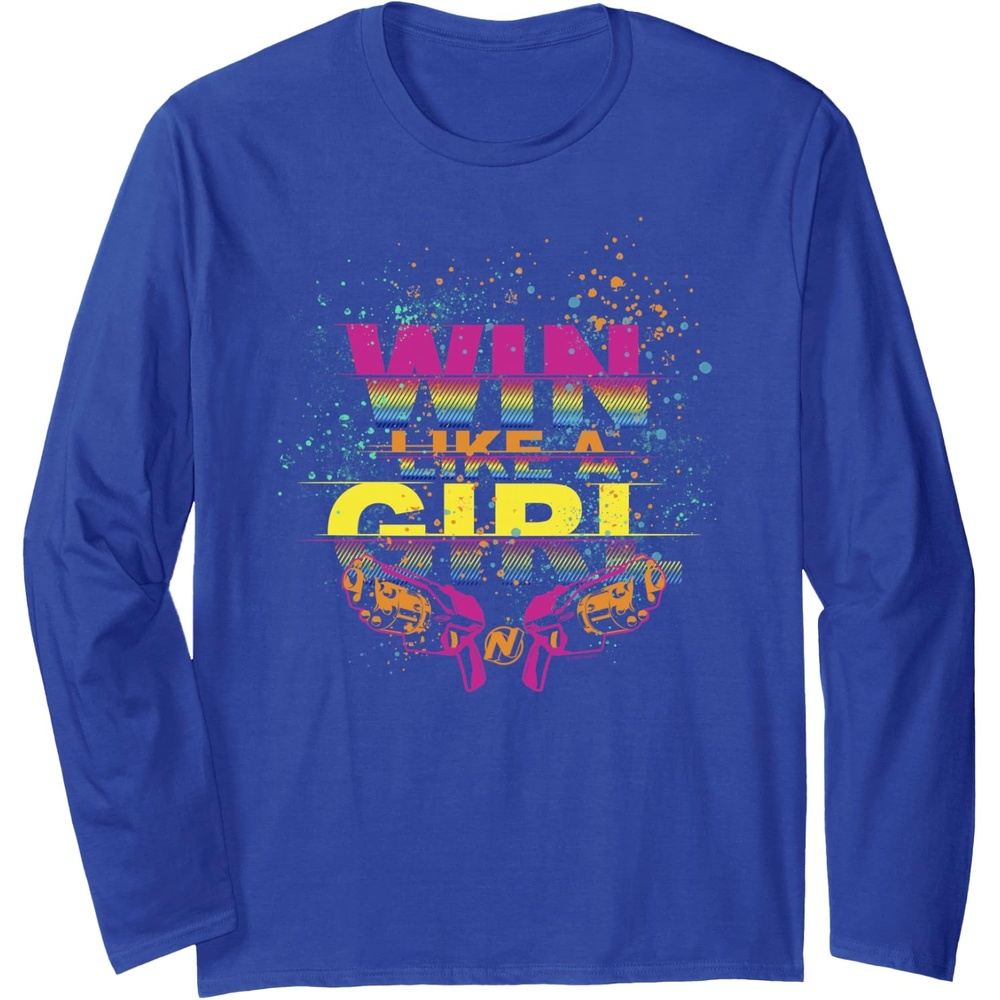 image:imageNerf Win Like A Girl Long Sleeve TShirtRoyal Blue