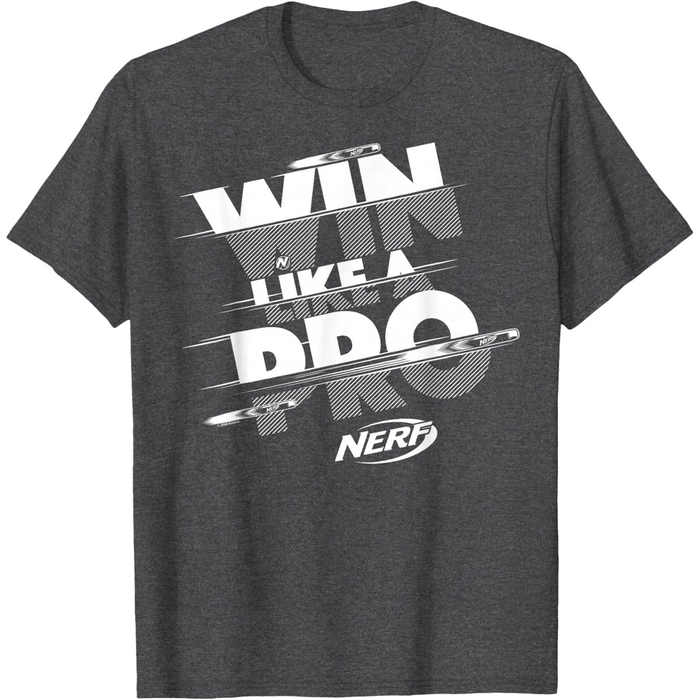 image:imageNerf Win Like A Pro Glitch Text TShirtDark Heather Grey