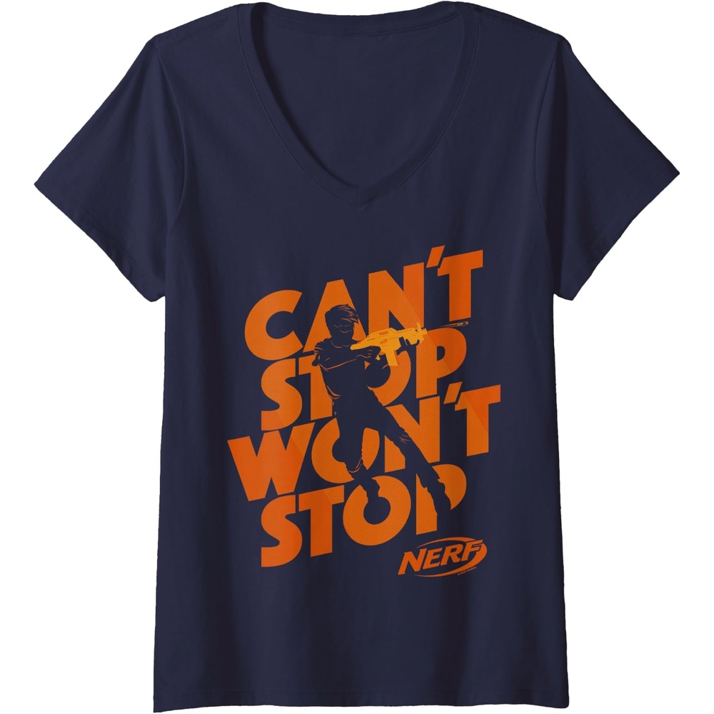 image:imageWomens Nerf Cant Stop Wont Stop Silhouette VNeck TShirtNavy Blue