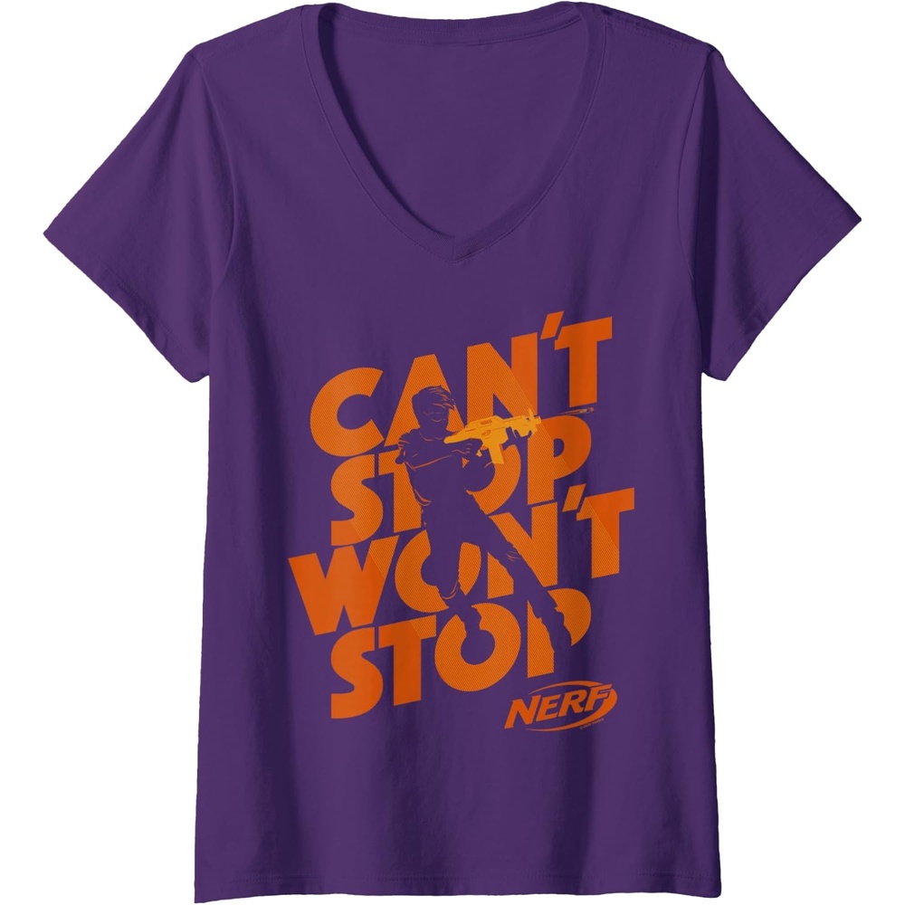 image:imageWomens Nerf Cant Stop Wont Stop Silhouette VNeck TShirtPurple