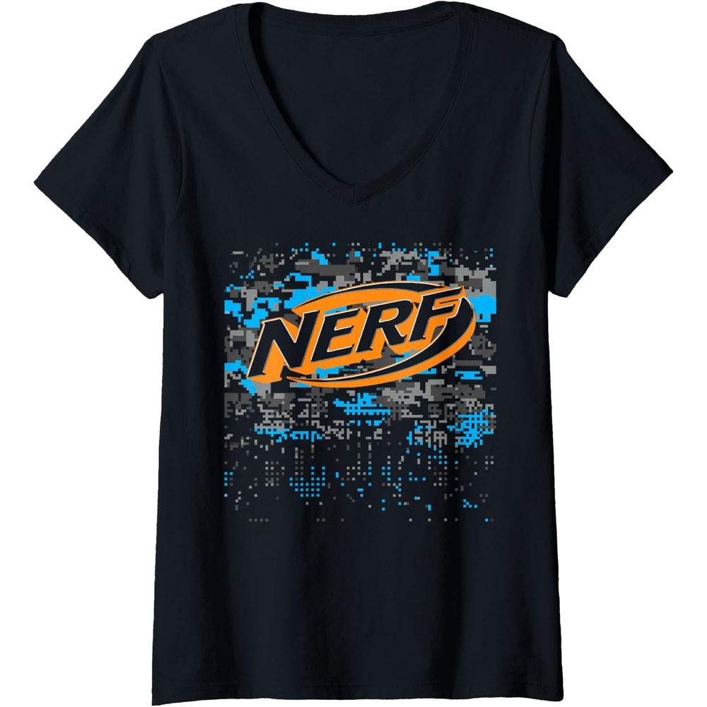 image:imageWomens Nerf Logo Glitch Camouflage VNeck TShirtBlack
