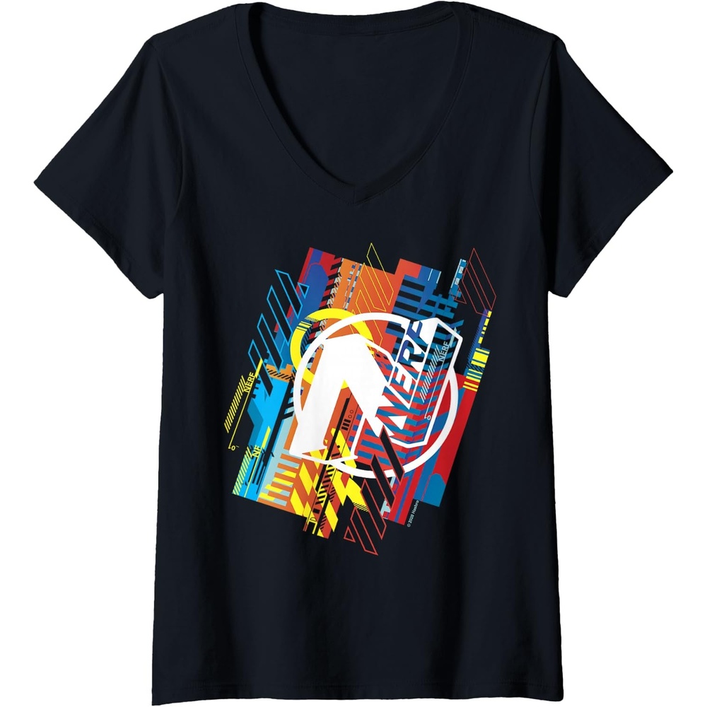 image:imageWomens Nerf N Logo Glitched VNeck TShirtBlack