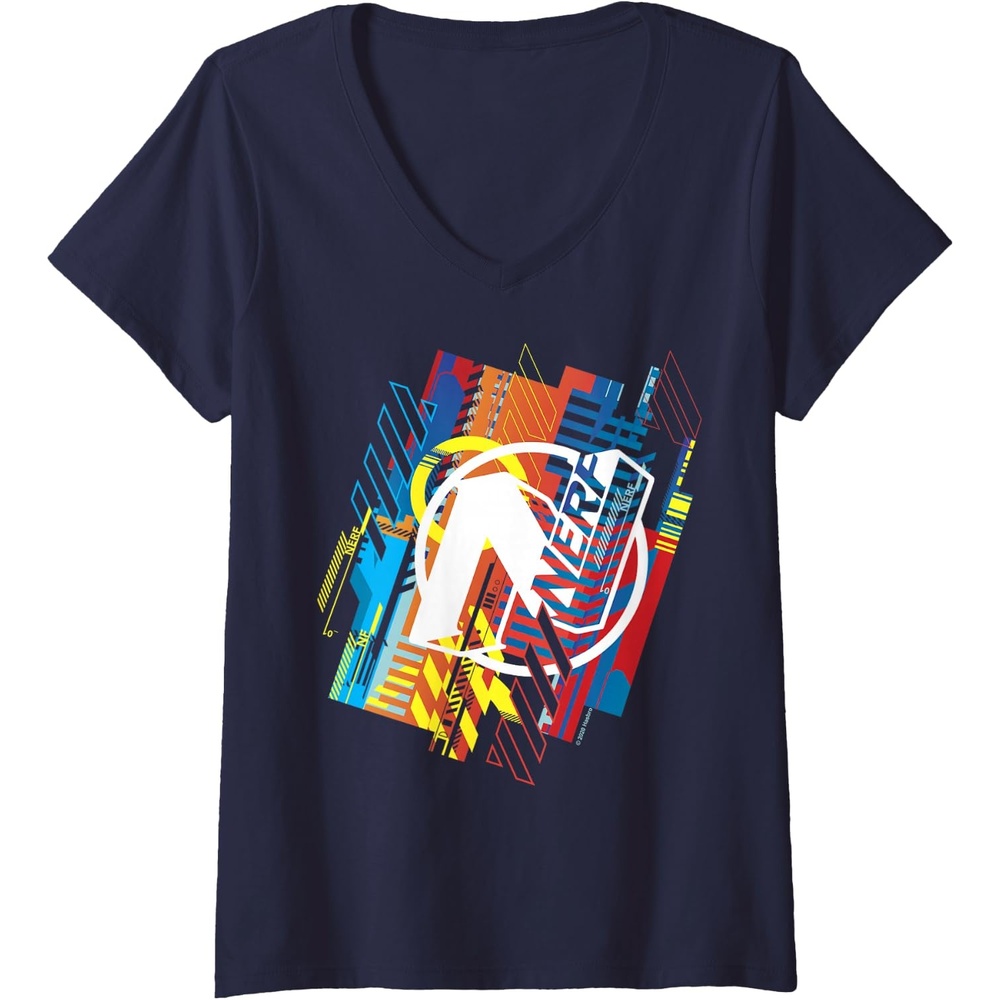 image:imageWomens Nerf N Logo Glitched VNeck TShirtNavy Blue