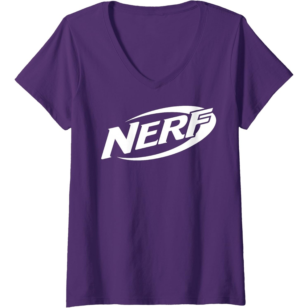 image:imageWomens Nerf Simple White Retro Logo VNeck TShirtPurple