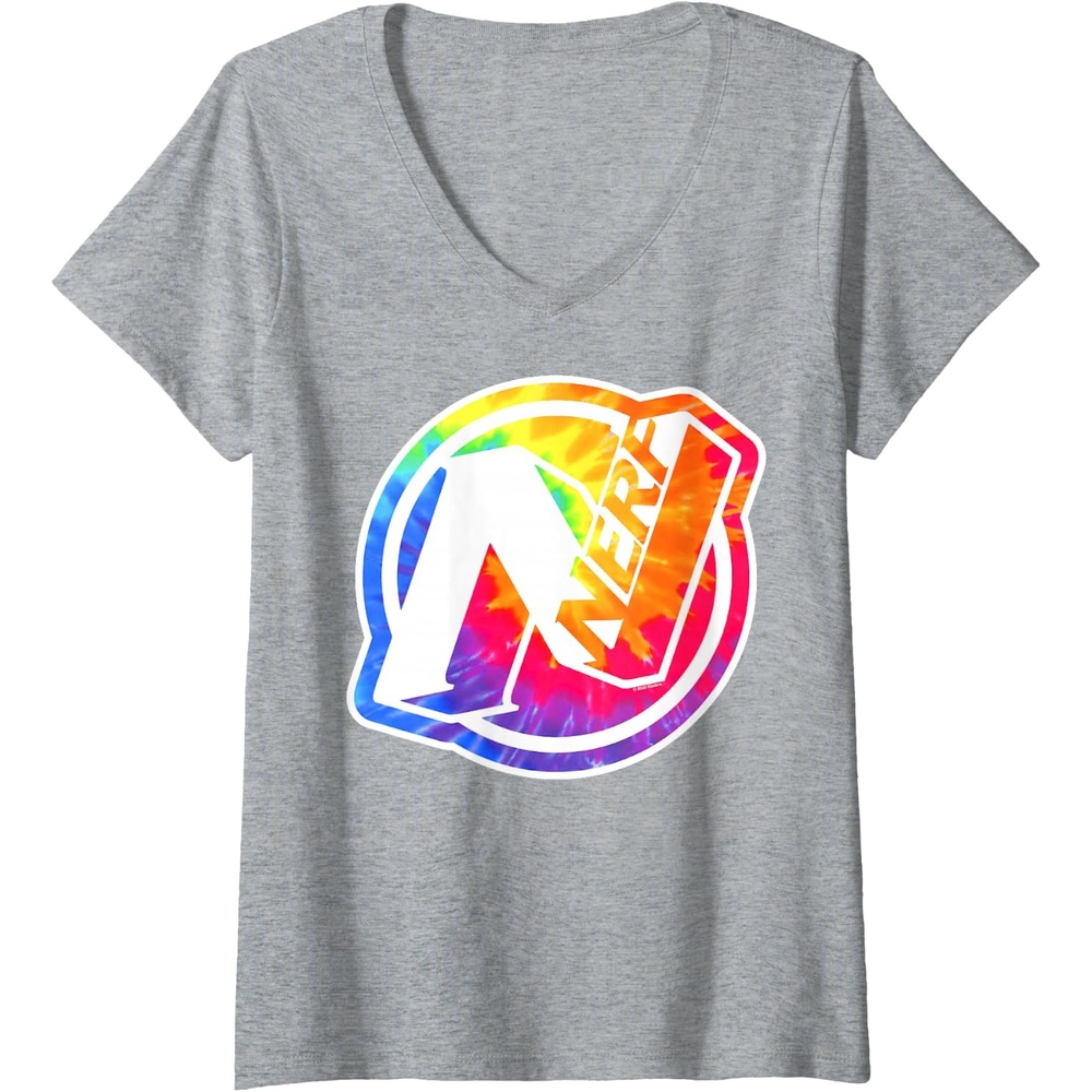 image:imageWomens Nerf Tie Dye Logo VNeck TShirtHeather Grey