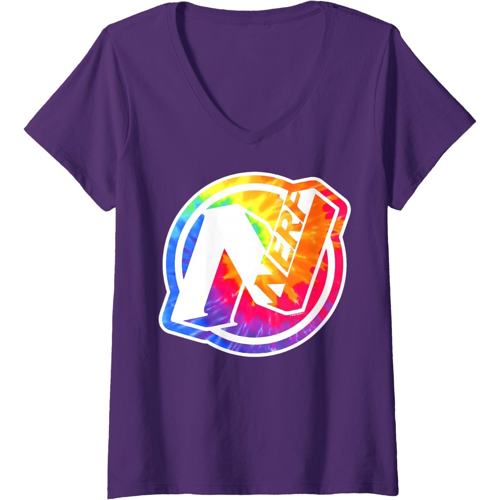 image:imageWomens Nerf Tie Dye Logo VNeck TShirtPurple