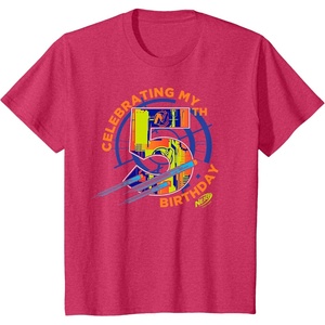 Kids Nerf Birthday Celebrating My 5th Graphic Color Filled Logo T-Shirt(Red Heather)