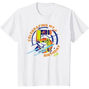 Kids Nerf Birthday Celebrating My 5th Graphic Color Filled Logo T-Shirt(White)