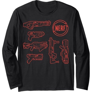 Nerf Blasters Retro Schematic Textbook Outlines Long Sleeve T-Shirt(Black)