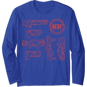 Nerf Blasters Retro Schematic Textbook Outlines Long Sleeve T-Shirt(Royal Blue)