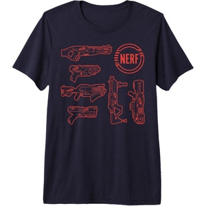 Nerf Blasters Retro Schematic Textbook Outlines Premium Tri-blend T-Shirt(Navy Blue)