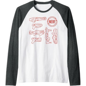 Nerf Blasters Retro Schematic Textbook Outlines Raglan Baseball Tee(Dark Heather Grey/White)