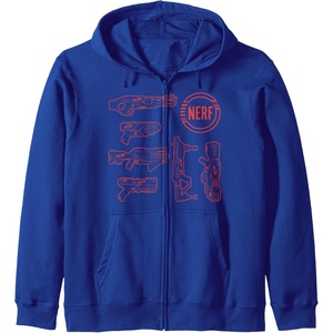 Nerf Blasters Retro Schematic Textbook Outlines Zip Hoodie(Royal Blue)