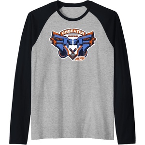Nerf Blasters Unbeaten Logo Raglan Baseball Tee(Black/Athletic Heather)