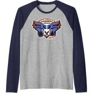 Nerf Blasters Unbeaten Logo Raglan Baseball Tee(Navy Blue/Athletic Heather)