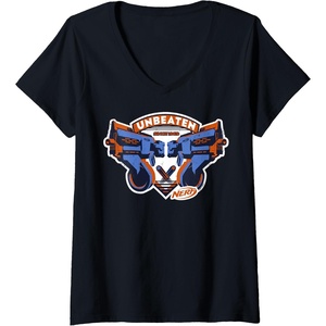 Nerf Blasters Unbeaten Logo V-Neck T-Shirt(Black)