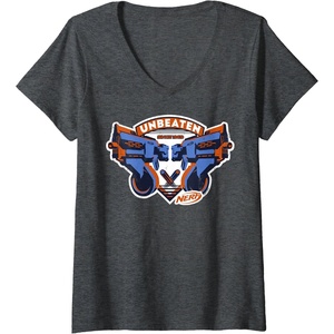 Nerf Blasters Unbeaten Logo V-Neck T-Shirt(Dark Heather Grey)