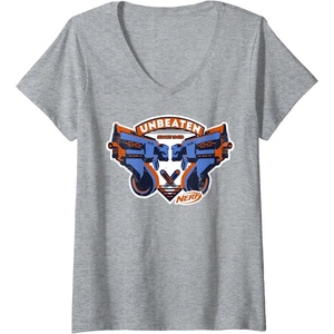 Nerf Blasters Unbeaten Logo V-Neck T-Shirt(Heather Grey)