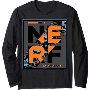 Nerf Camouflage Glitch Poster Long Sleeve T-Shirt(Black)