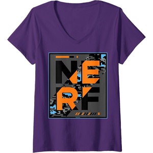 Nerf Camouflage Glitch Poster V-Neck T-Shirt(Purple)