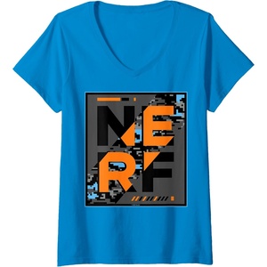 Nerf Camouflage Glitch Poster V-Neck T-Shirt(Sapphire Blue)