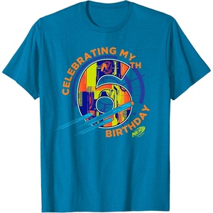 Nerf Celebrating My 6th Birthday T-Shirt Small(Sapphire Blue)