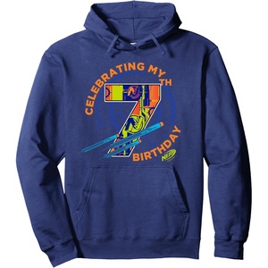 Nerf Celebrating My 7th Birthday Pullover Hoodie(Navy Blue)