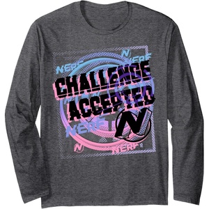 Nerf Challenge Accepted Long Sleeve T-Shirt(Dark Heather Grey)