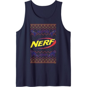 Nerf Christmas Never Stop Ugly Sweater Tank Top(Navy Blue)