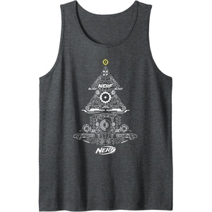 Nerf Christmas Tree Toy Icons Collage Tank Top(Dark Heather Grey)