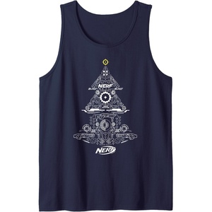 Nerf Christmas Tree Toy Icons Collage Tank Top(Navy Blue)