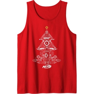 Nerf Christmas Tree Toy Icons Collage Tank Top(Red)