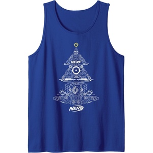 Nerf Christmas Tree Toy Icons Collage Tank Top(Royal Blue)