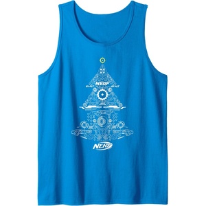 Nerf Christmas Tree Toy Icons Collage Tank Top(Sapphire Blue)