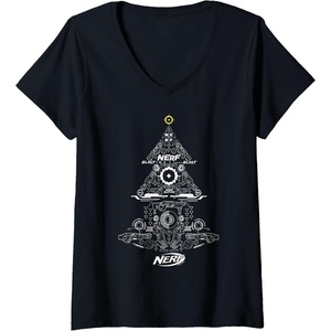 Nerf Christmas Tree Toy Icons Collage V-Neck T-Shirt(Black)