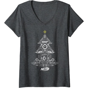 Nerf Christmas Tree Toy Icons Collage V-Neck T-Shirt(Dark Heather Grey)